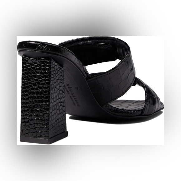 Freda Salvador Adria Black Croc-Embossed Women's Heeled Sandals - Picture 5 of 12